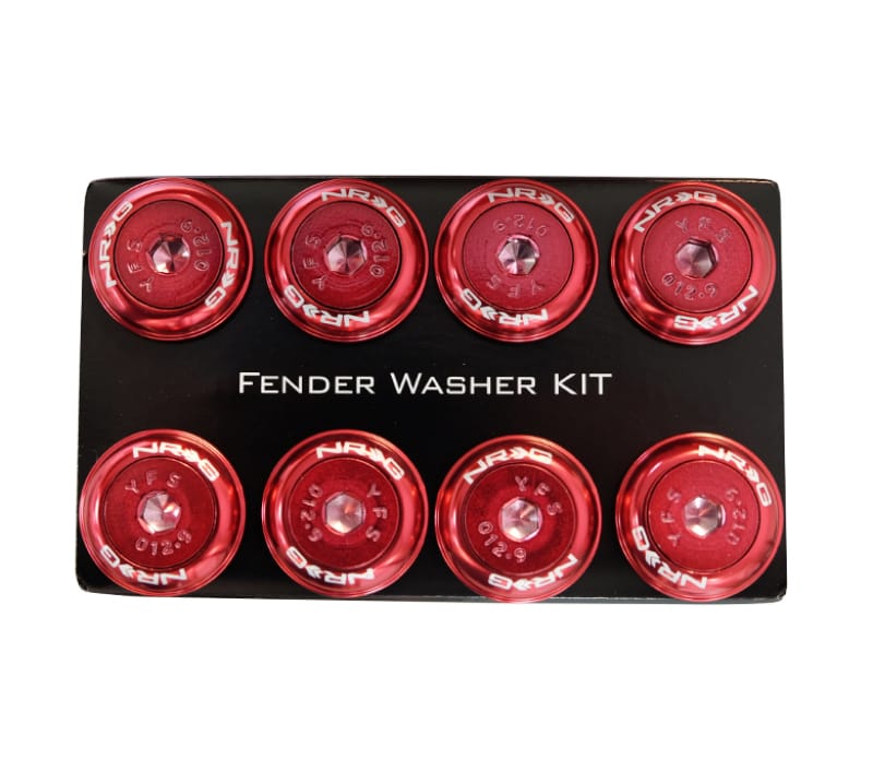 NRG — NRG Fender Washer Kit w/Color Matched M8 Bolt Rivets For Plastic (Red) - Set of 8
