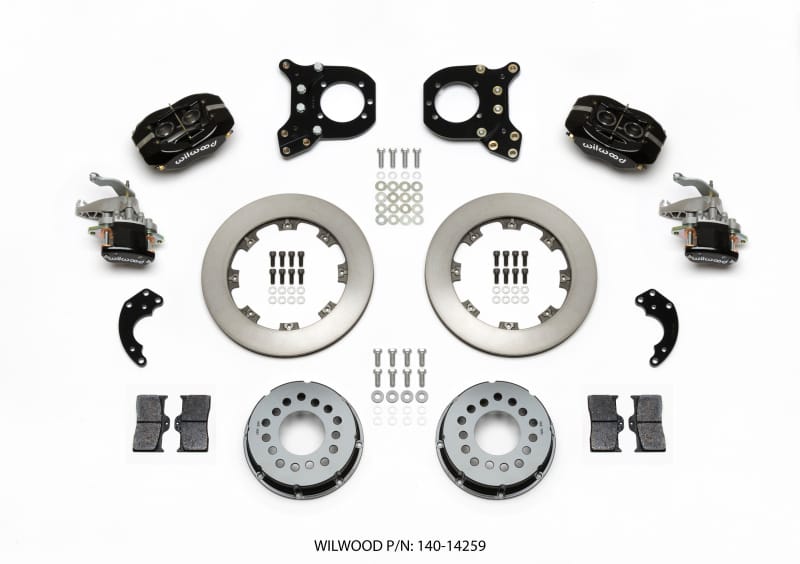 Wilwood — KIT,FDLI/MC4,P-BRAKE,12 BOLT,C-CLIP ELIM 2.91 OFFSET,STAGG MT,BLACK POWDER COAT