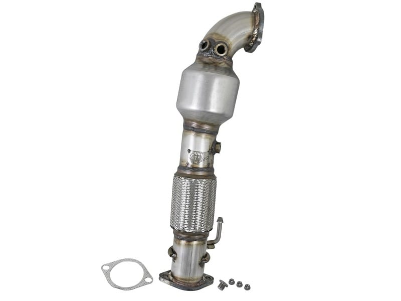 aFe — Twisted Steel Downpipe 2-1/2 IN 304 Stainless Steel w/ Cat