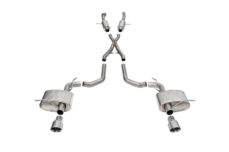 CORSA Performance — 2.75in. Dual Rear Exit Cat-Back Exhaust System with Single 4.5in. Polished Pro S