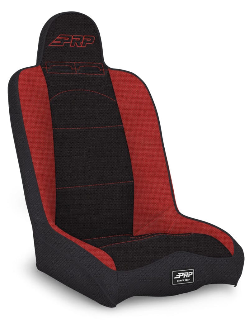 PRP Seats — PRP Daily Driver High Back Suspension Seat (Two Neck Slots) - Black/Red
