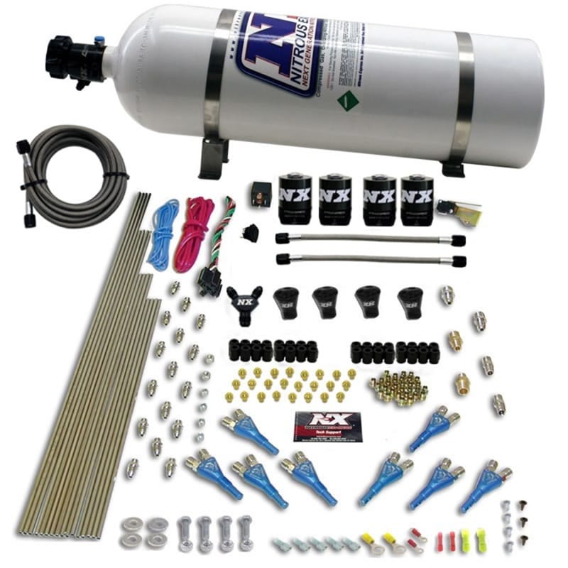 Nitrous Express — PRO-SHK/GAS (200,300,400,500,600HP) 4 SOLENOIDS WITH 15LB BOTTLE
Nitrous Oxide Injection System Kit