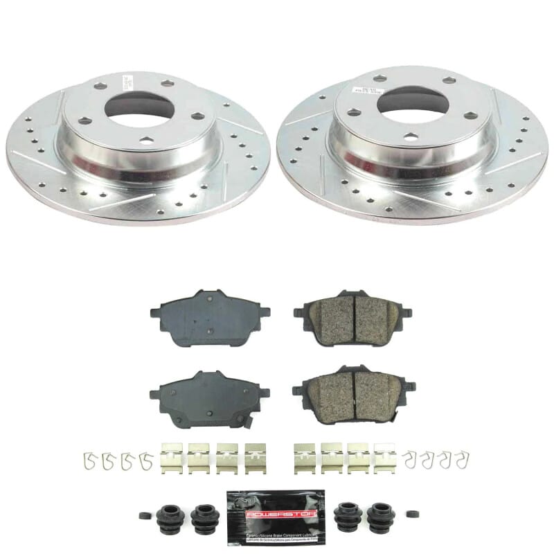 PowerStop — Z23 Daily Driver Carbon-Fiber Ceramic Brake Pad and Drilled & Slotted Rotor Kit