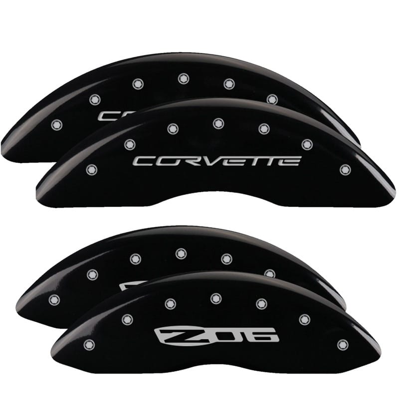 MGP — Set of 4 caliper covers, Engraved Front: C6/Corvette - Engraved Rear: C6/Z06, Bl