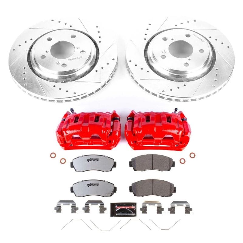 PowerStop — Z26 Street Performance Ceramic Brake Pad, Drilled Slotted Rotor, and Caliper Kit