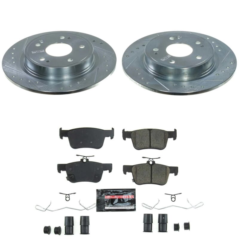PowerStop — Z23 Daily Driver Carbon-Fiber Ceramic Brake Pad and Drilled & Slotted Rotor Kit