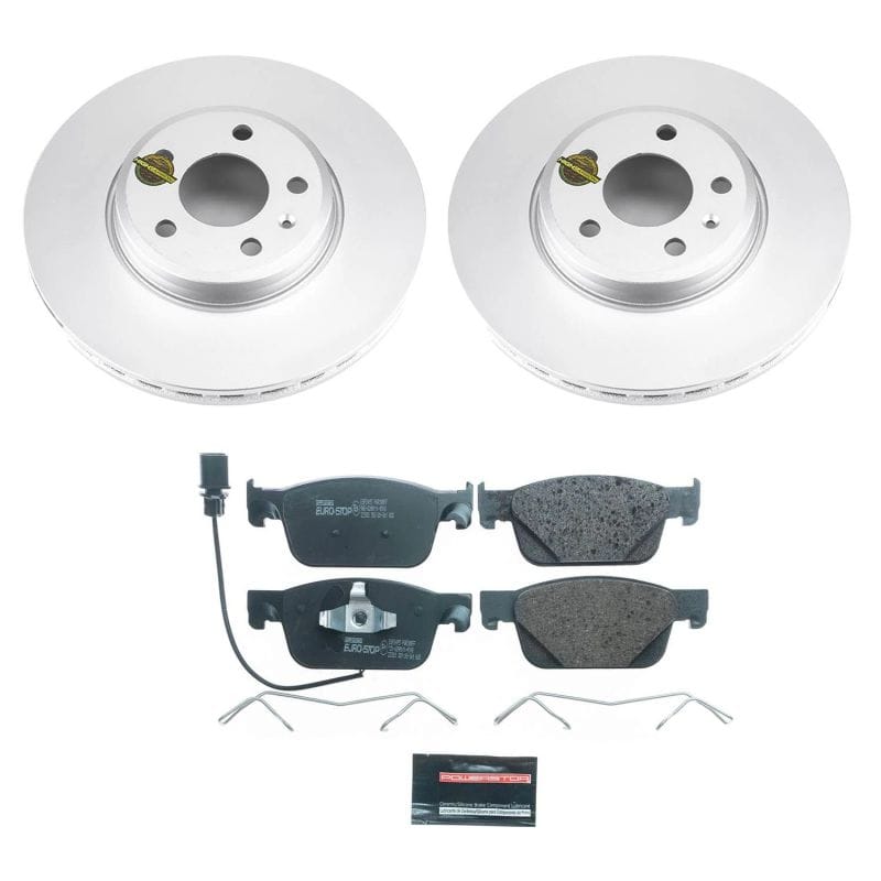 PowerStop — Genuine Geomet Coated Rotors, ECE-R90 Brake Pads + Hardware Kit