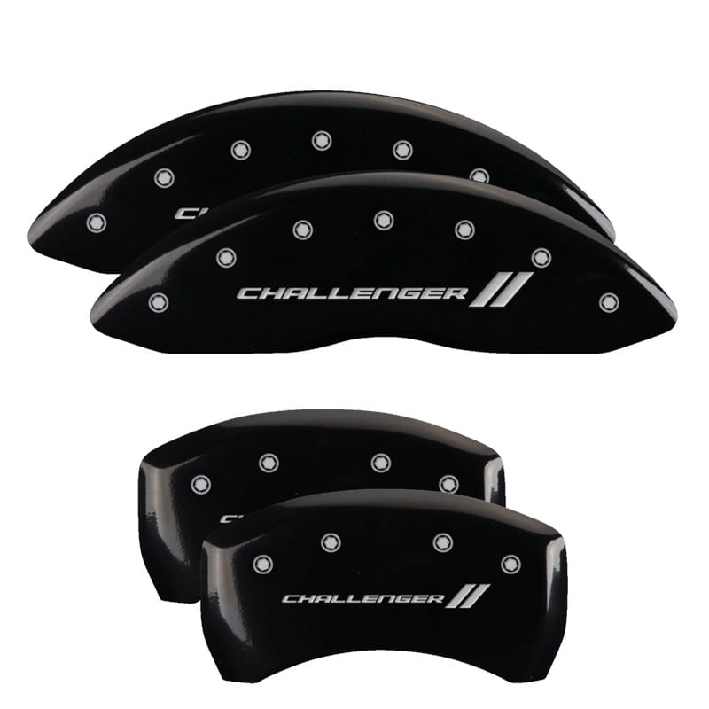 MGP — Set of 4 caliper covers, Engraved Front and Rear: With stripes/Challenger, Black