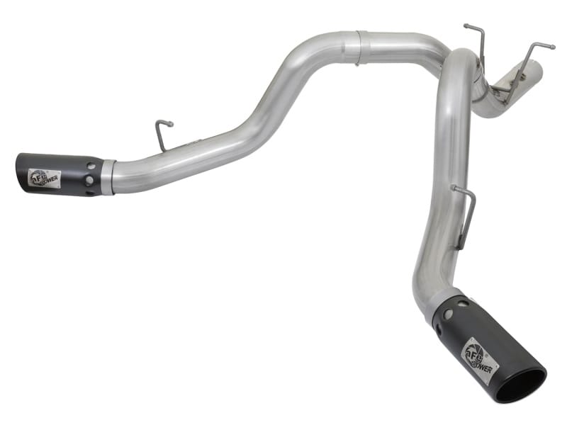 aFe — aFe ATLAS 4in DPF-Back Alum Steel Exhaust System w/Dual Exit Black Tip 2017 GM Duramax 6.6L (td)
DPF-Back Exhaust
