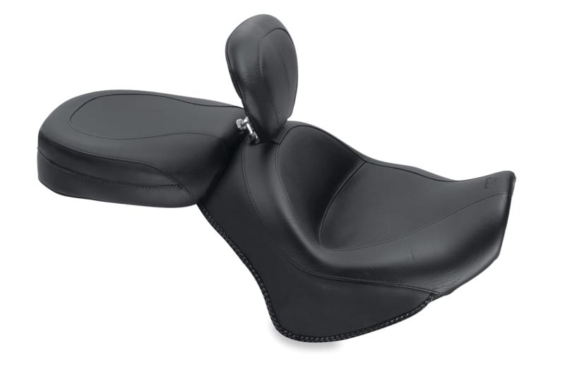Mustang Motorcycle — Mustang 11-17 Yamaha Stryker Standard Touring 2PC Seat w/Driver Backrest - Black