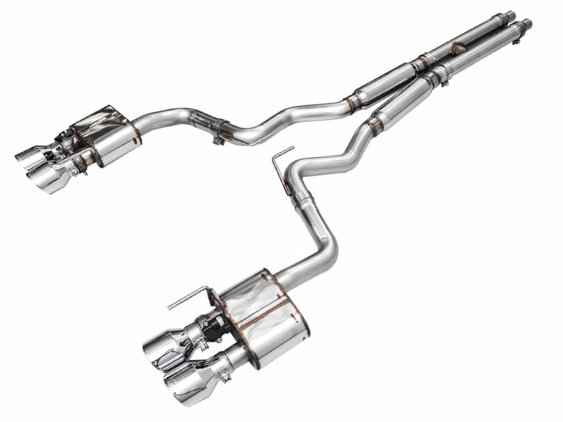 AWE Tuning — AWE SwitchPath™ Exhaust for S650 Mustang GT Coupe - Quad Chrome Silver Tips