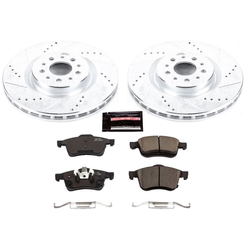 PowerStop — Z23 Daily Driver Carbon-Fiber Ceramic Brake Pad and Drilled & Slotted Rotor Kit