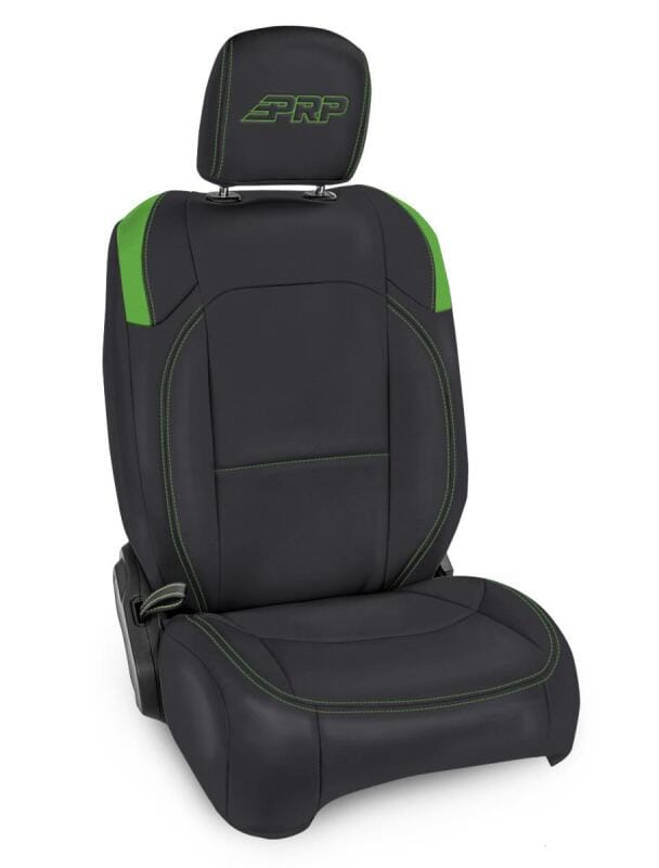 PRP Seats — PRP Jeep Wrangler JL Front Seat Covers - 2 door- with Pocket Back (Pair) - Black/Green