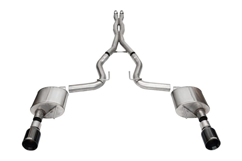 CORSA Performance — 3.0in. Dual Rear Exit Cat-Back Exhaust System with 4.5in. Black PVD Straight Cut