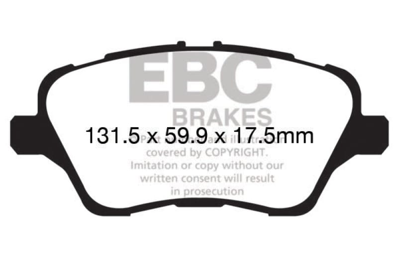 EBC — EBC 13+ Ford Fiesta 1.6 Turbo ST Redstuff Front Brake Pads
Disc Brake Pad