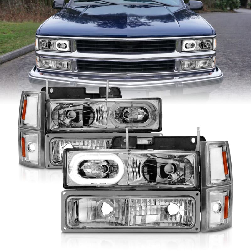 ANZO — ANZO 88-98 Chevrolet C1500 Crystal Headlights Chrome Housing w/ Signal and Side Marker Lights
Head Light Set
HdLtSet