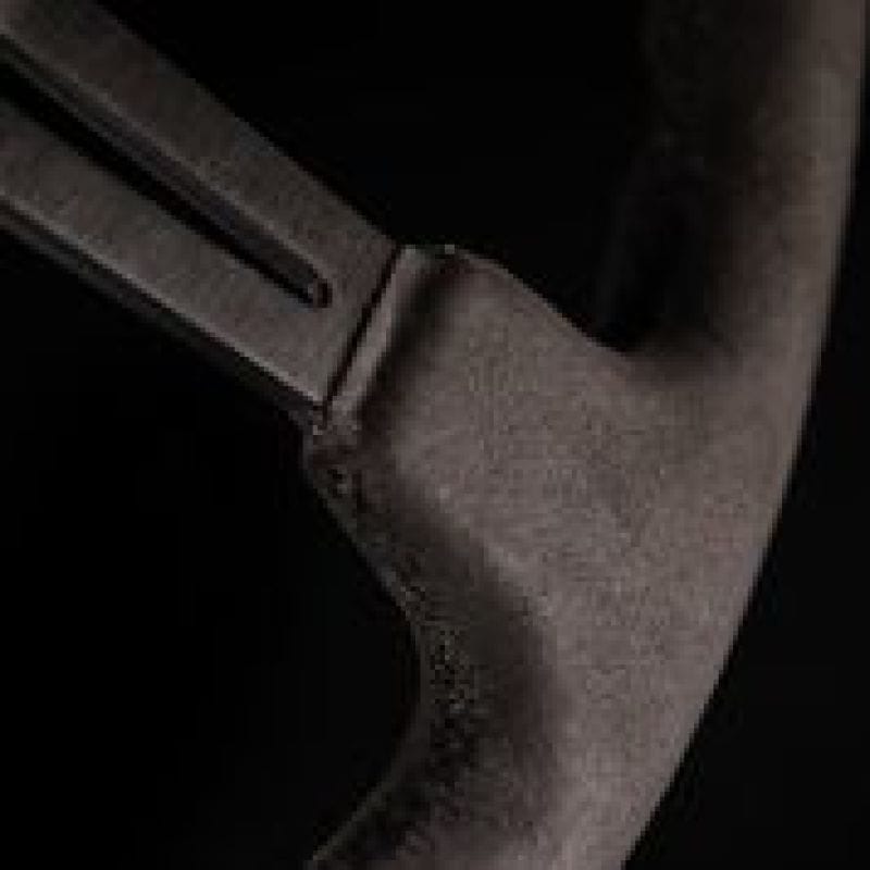 NRG — NRG Reinforced Steering Wheel (350mm / 3in. Deep) Black Leather w/ Alcantara Stitching