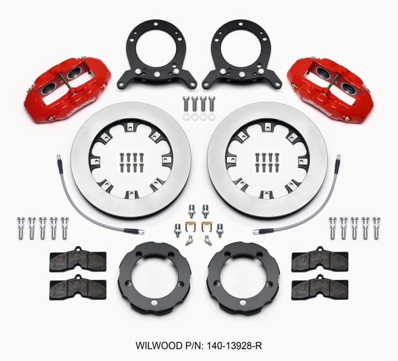 Wilwood — KIT,FRONT,FORD BRONCO,76-77,DANA 44,DISC SPINDLE,D8,12.19,RED,W/LINES
