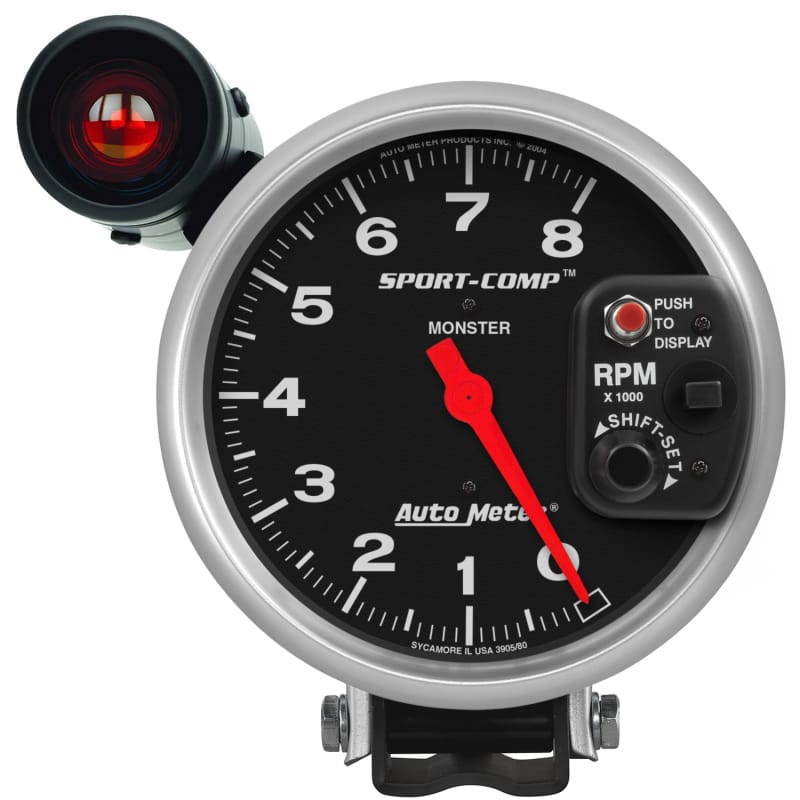 AutoMeter — GAUGE, TACHOMETER, 5", 8K RPM, PEDESTAL W/ EXT. SHIFT-LITE, SPORT-COMP