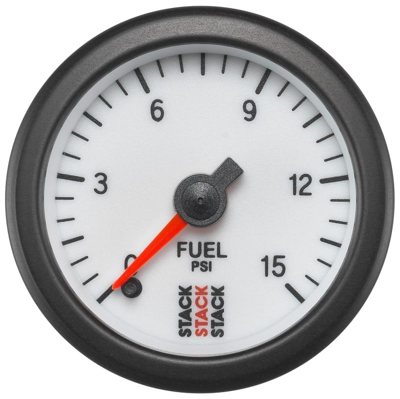 AutoMeter — GAUGE, FUEL PRESS, PRO STEPPER MOTOR, 52MM, WHT, 0-15PSI, 1/8" NPTF MALE