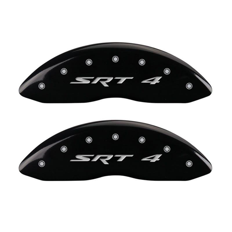MGP — Set Of 2 Caliper Covers, Engraved Front: SRT 4 Black Powder Coat Finish
