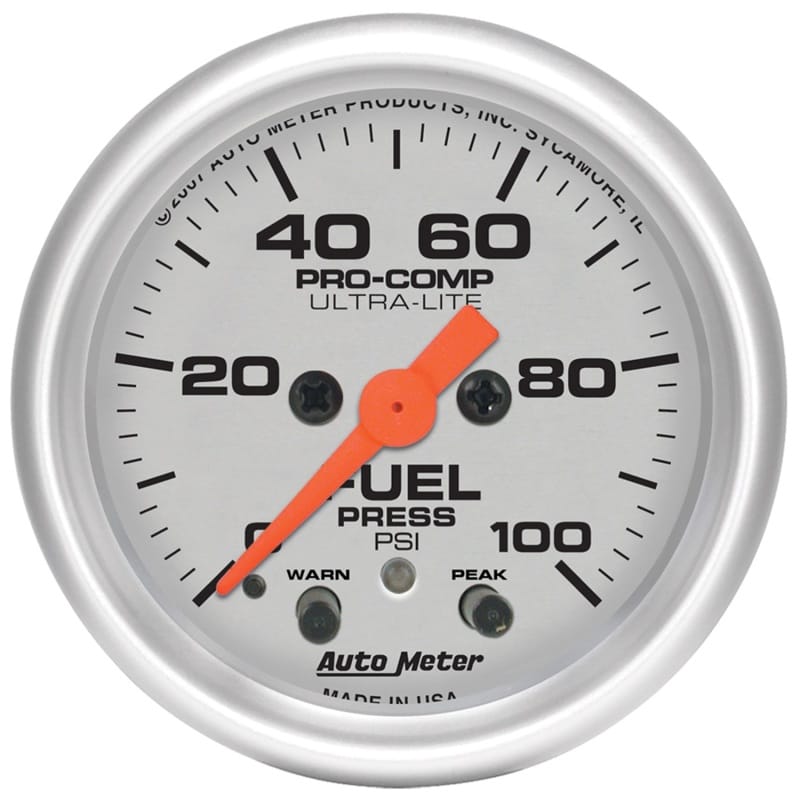 AutoMeter — GAUGE, FUEL PRESS, 2 1/16", 100PSI, DIGITAL STEPPER MOTOR W/PK & WRN, ULTRA-LITE