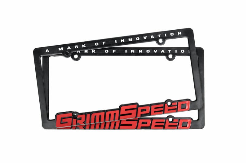 GrimmSpeed — GrimmSpeed License Plate Frame - GrimmSpeed Red Text (Pair)