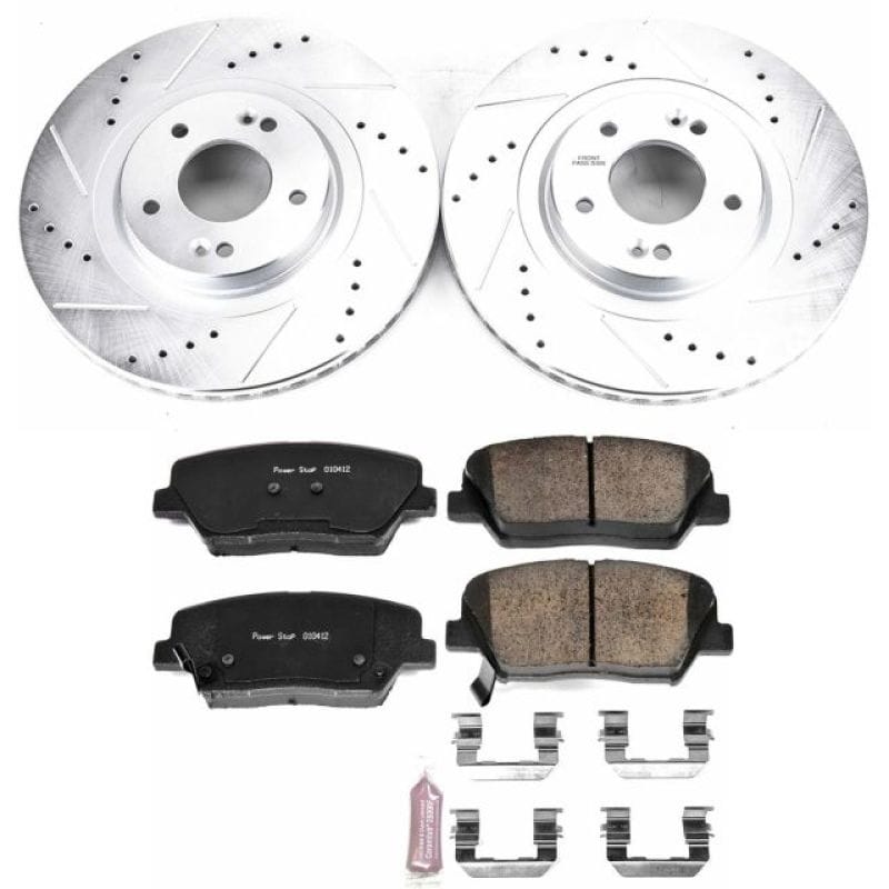 PowerStop — Z23 Daily Driver Carbon-Fiber Ceramic Brake Pad and Drilled & Slotted Rotor Kit