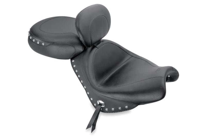 Mustang Motorcycle — Mustang 04-09 Honda VTX1300C Wide Touring 2PC Seat w/Driver Backrest Studs - Black