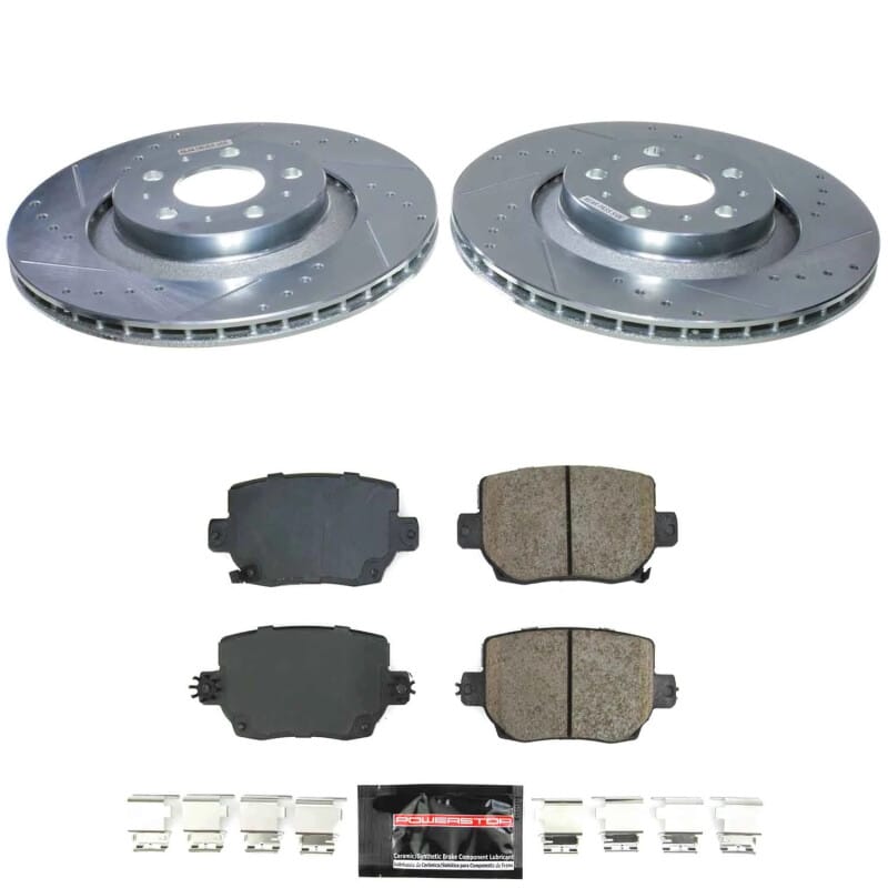 PowerStop — Z23 Daily Driver Carbon-Fiber Ceramic Brake Pad and Drilled & Slotted Rotor Kit