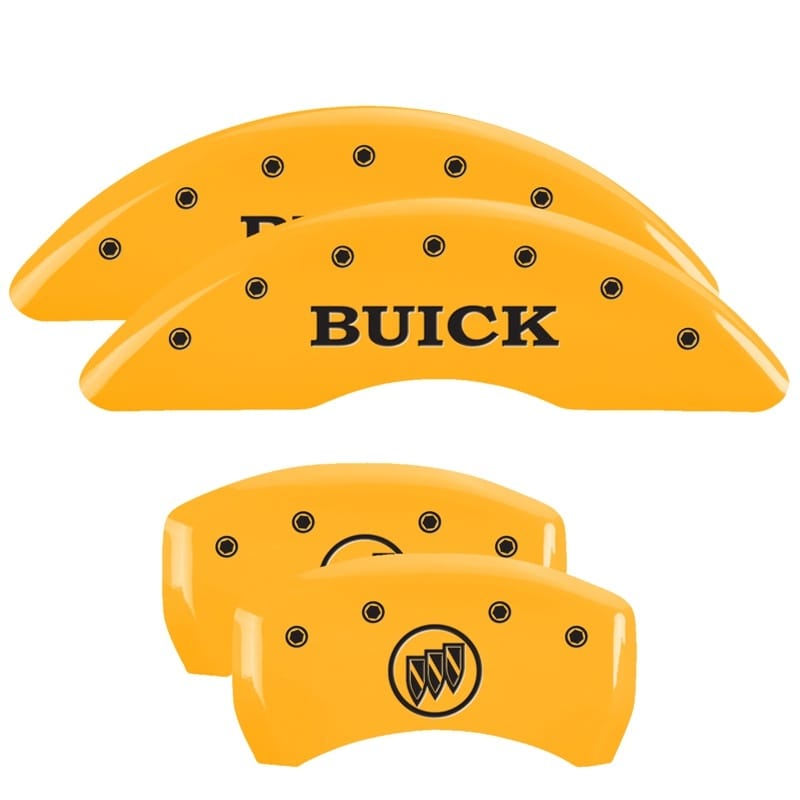 MGP — Set of 4 caliper covers, Engraved Front: Buick - Engraved Rear: Buick Shield, Ye