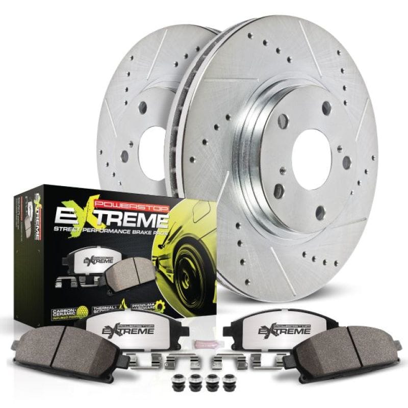 PowerStop — Z26 Street Performance Ceramic Brake Pad and Drilled & Slotted Rotor Kit
