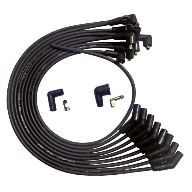 Moroso — Moroso SB Ford 351W Unsleeved 135 Deg Plug End Non-HEI Ultra Spark Plug Wire Set - Black