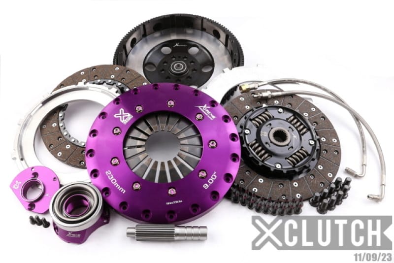 XCLUTCH — Clutch Kit Inc Chromoly Flywheel + HRB; 9" Twin Sprung Organic Clutch Discs