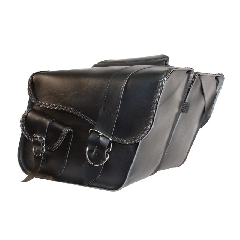 Willie & Max — Willie & Max Universal Ranger Braided Large Slant Saddlebags (16 in L x 11 in W x 6.5 in H) - Black