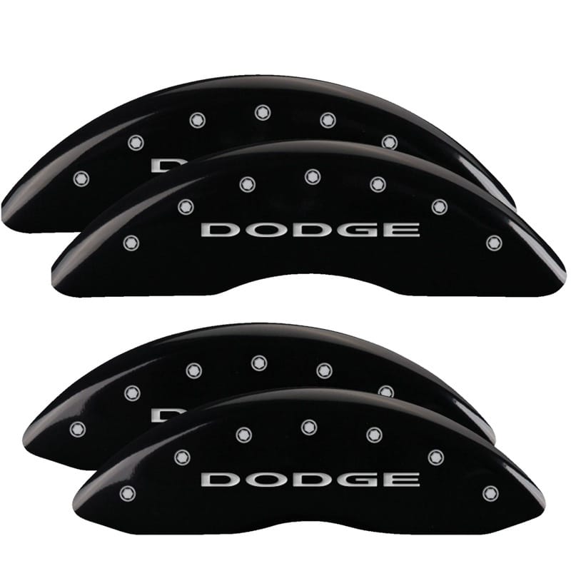 MGP — Set of 4 caliper covers, Engraved Front and Rear: With out stripes/Dodge, Black 