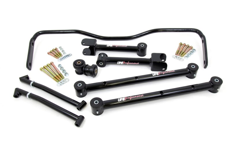 UMI Performance — UMI 65-67 A-Body rear kit: tubular arms, sway bar, braces, bushings, USA-made.