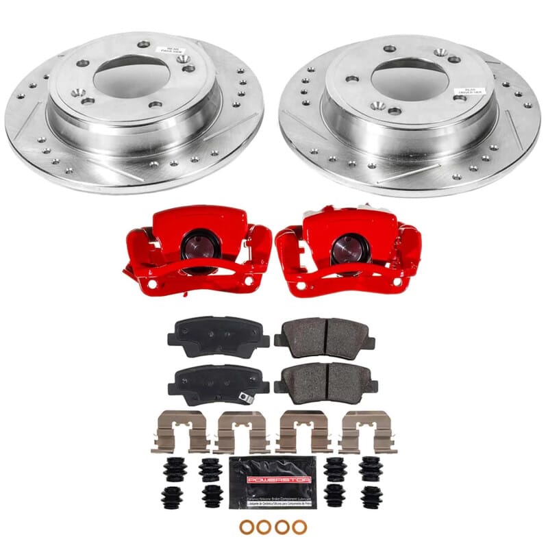 PowerStop — Z23 Daily Driver Carbon-Fiber Ceramic Pads Drilled & Slotted Rotor & Caliper Kit