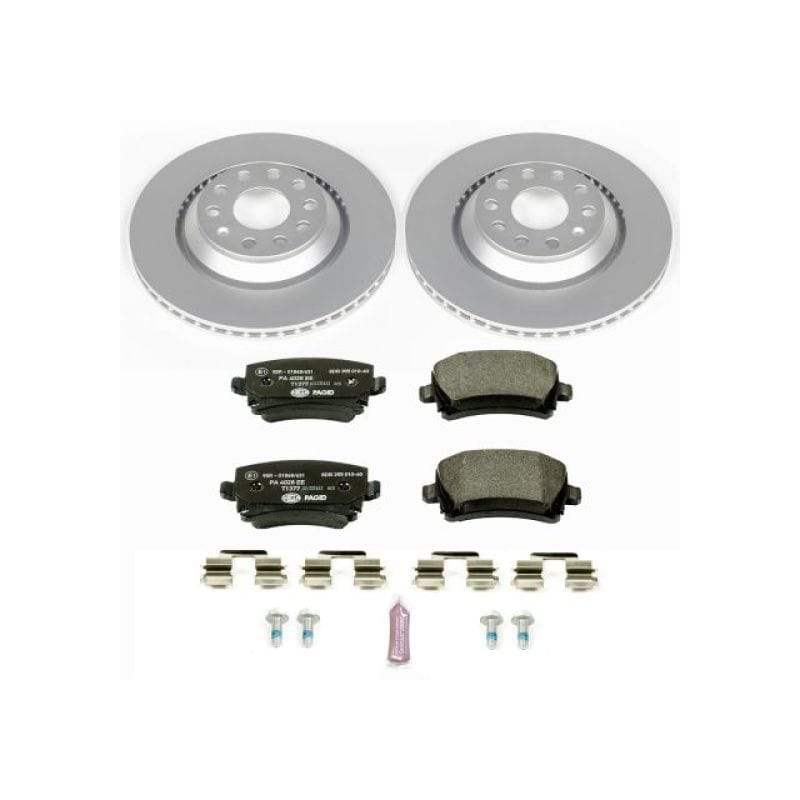 PowerStop — Genuine Geomet Coated Rotors, ECE-R90 Brake Pads + Hardware Kit