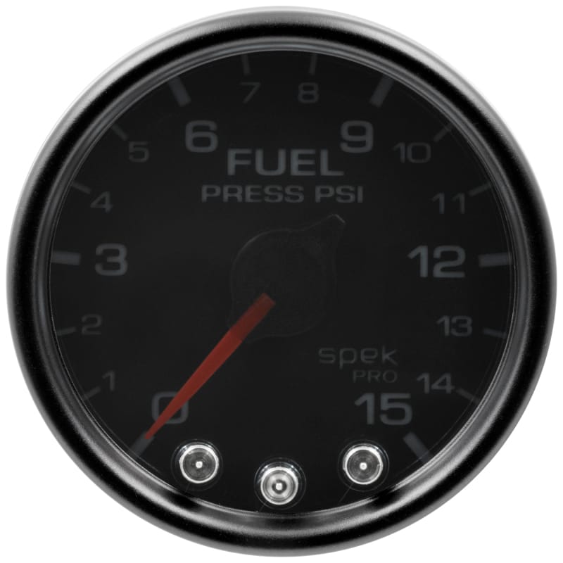 AutoMeter — GAUGE, FUEL PRESS, 2 1/16", 15PSI, STEPPER MOTOR W/PK & WRN, BLK/SMOKE/BLK, SPEK