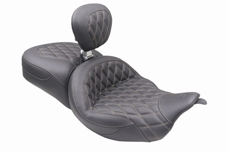 Mustang Motorcycle — Mustang 08-25 Harley FL Touring Rd King Sp, Rd Glide Ltd, Dble Diamond ST Backrest - Black/T