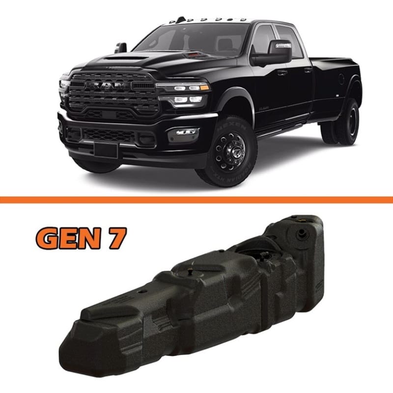 Titan Fuel Tanks — Titan Fuel Tanks 25-26 RAM 2500/3500 Cummins Crew Cab Long Bed 55 Gallon XXL Mid-Ship Fuel Tank
Fuel Tank