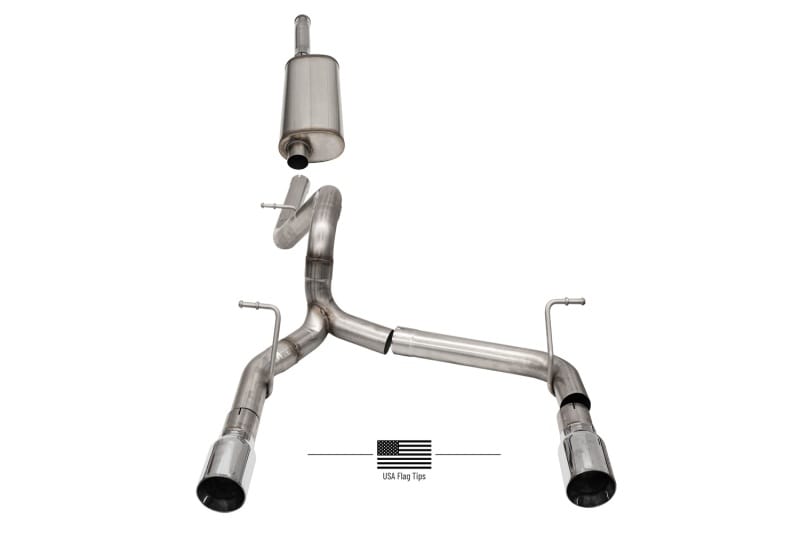 CORSA Performance — 2.75in. Cat-Back Dual Rear Exit with Single 4.0in. Black PVD Flat Cut Tips with