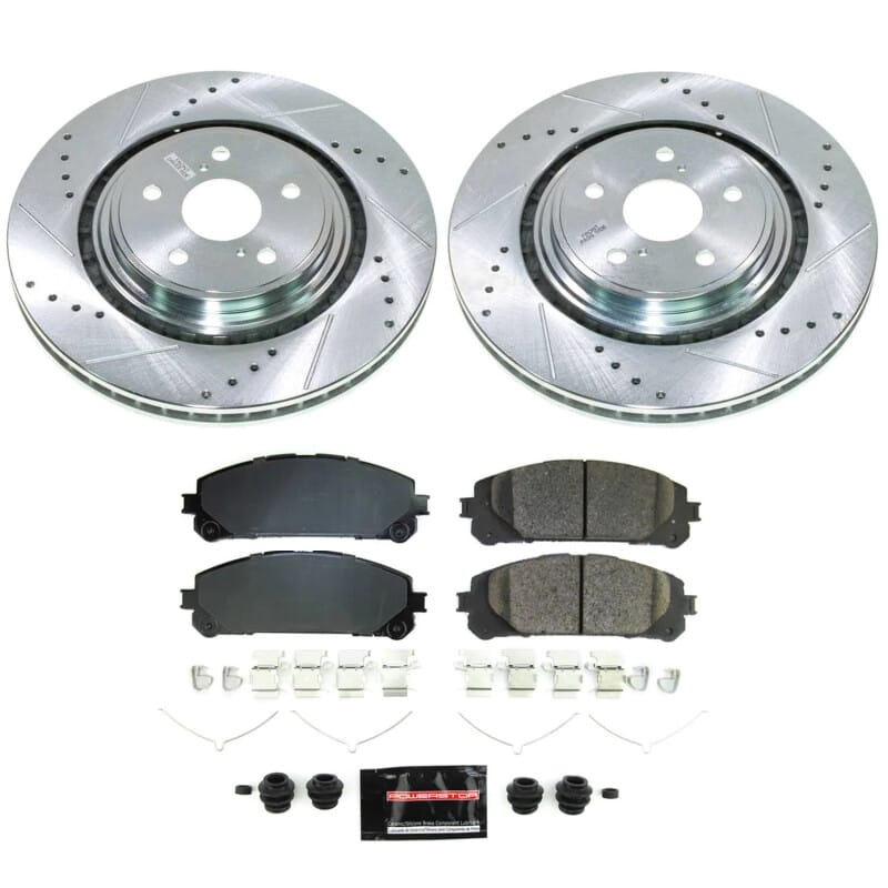 PowerStop — Z23 Daily Driver Carbon-Fiber Ceramic Brake Pad and Drilled & Slotted Rotor Kit
