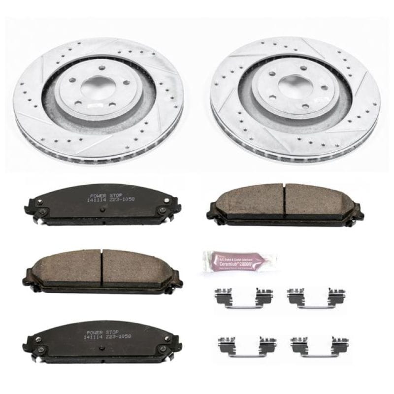 PowerStop — Z23 Daily Driver Carbon-Fiber Ceramic Brake Pad and Drilled & Slotted Rotor Kit