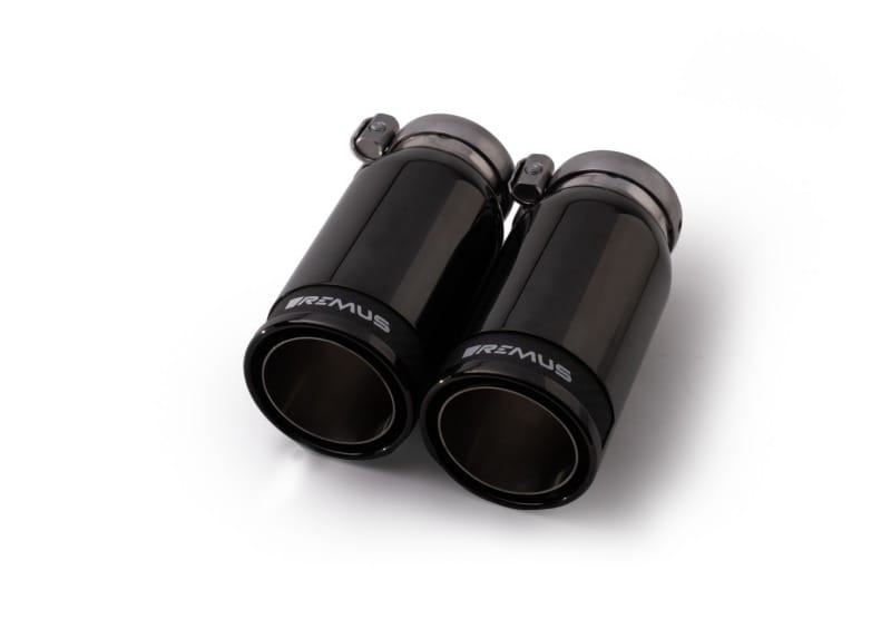 Remus — Remus Stainless Steel 84mm Black Chrome Straight w/Carbon Insert Tail Pipe Set (Pair)

