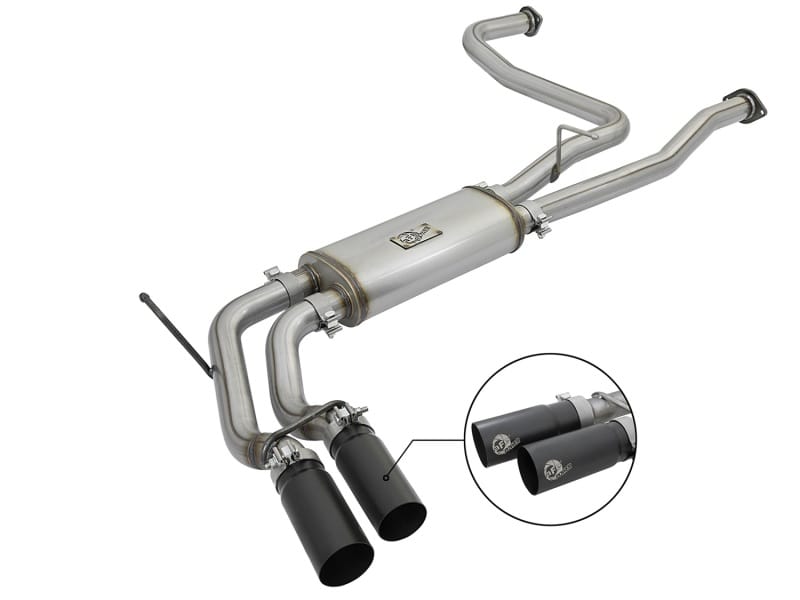aFe — Rebel Series 2-1/2 Cat-Back Exhaust System w/ Black Tip"