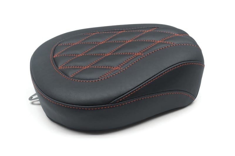 Mustang Motorcycle — Mustang 08-21 Harley Wide Tripper FL Touring Passenger Seat w/Red Diamond Stitch - Black