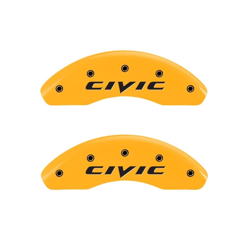 MGP — Set Of 2 Caliper Covers, Engraved Rear: CIVIC (2015) Yellow Powder Coat Finish, 