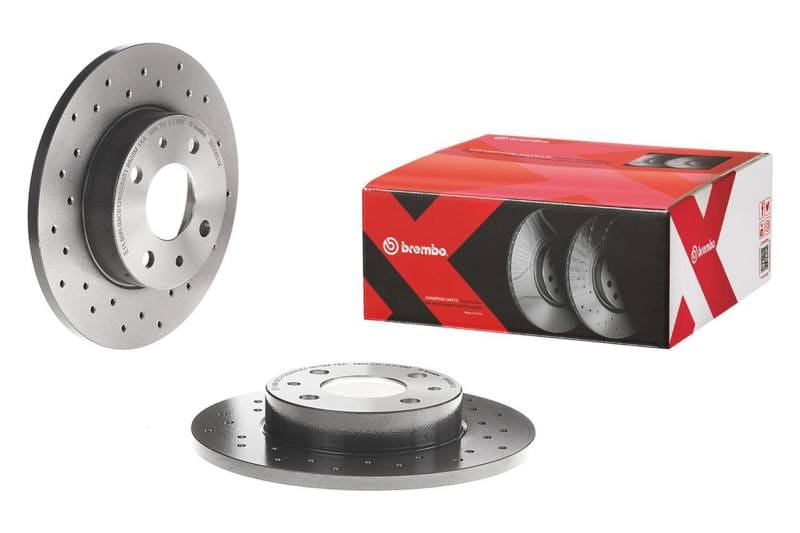 Brembo OE — Premium UV Coated Rear Xtra Cross Drilled Brake Rotor